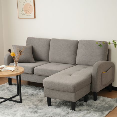 Sofá rinconero modular con chaise longue gris oscuro OKMYHOME (1/5)