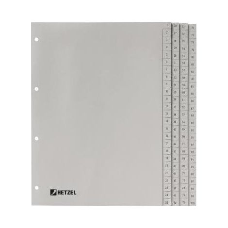 Zahlenregister DIN A4 1-100 Polypropylen grau DIN A4 1-100 Polypropylen grau