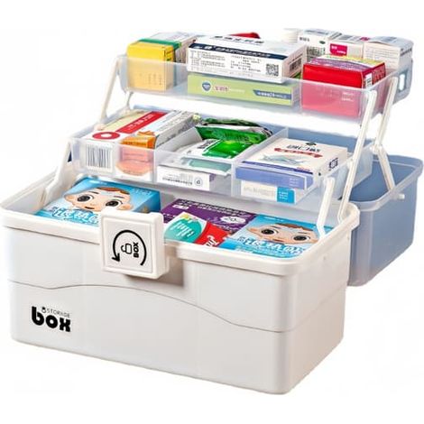 Boîte à médicaments verrouillable, boîte de rangement de médicaments, boîte de rangement verrouillable, boîte de rangement de médicaments multifonctionnelle Blanche 382127m - couleur, taille (1/5)