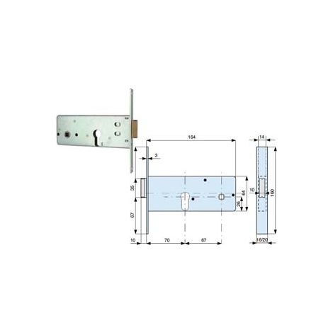 SERRATURA INFILARE PER FASCE CATEN. 1 MANDATA E SCR. MM.64 H 283802- - mm.70 (283.70.2) - 2 pezzi MG
