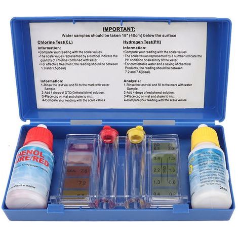 Kit de Test Chimique de l'eau de Spa de Piscine, Kit de Test de Qualité de l'eau de Chlore PH Testeur de Piscine Boîte de Test de l'eau (1/5)
