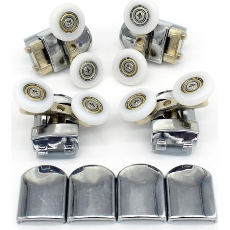 Set di 4 rulli di ricambio per porte doccia doppie, ruote da 23 mm di diametro (2 superiori + 2 inferiori - 23 mm)