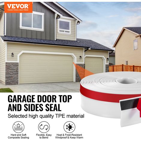 Joint de porte de garage, 10 m, joint d'étanchéité supérieur et latéral pour porte de garage, bande de moulage universelle, résista… (1/5)