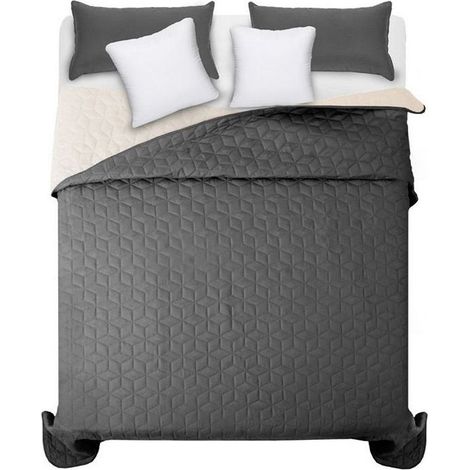 bedspread- quilted/double-sided Diamante D.Grey / Ecru (1/5)
