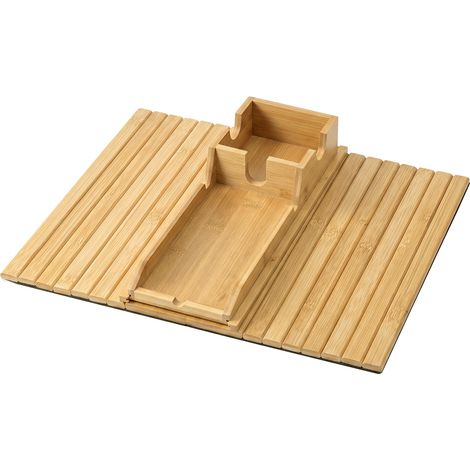 Levede Sofa Arm Tray Table 2 in 1 Bamboo Couch Armrest Organiser Cup Mug Holder (1/5)
