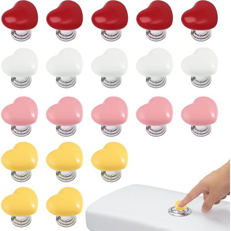 Lot de 20 boutons de réservoir de toilette en forme de cœur, couvercles de protection pour clous, poignées et accessoires pour couvercles de toilettes et meubles. (1/5)