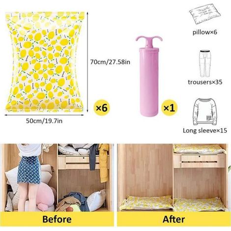 Sac de rangement sous vide - - 60x40cm - Réutilisable - Jaune - Protection optimale (1/4)