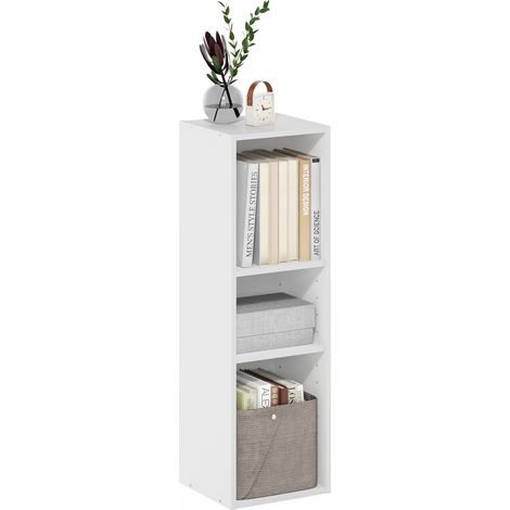 Étagère à Livres, bibliothèque étroite à 3 Niveaux, bibliothèque avec étagère de Rangement de 25.4 cm de Largeur, 23.6 x 24.9 x 80, pour Salon, Chambre, Bureau à Domicile, Blanc (1/5)