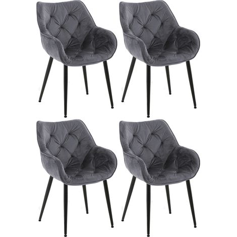 Set di 4 poltroncine Tanna in velluto grigio scuro