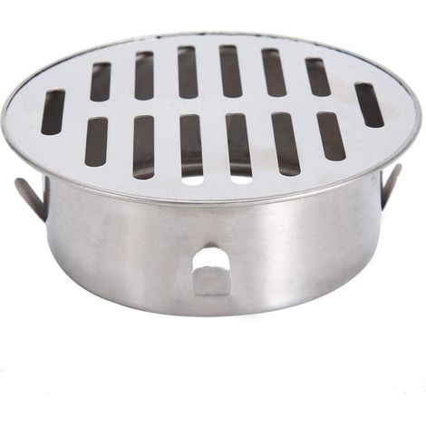 Scarico a pavimento rotondo, coperchio di scarico monoblocco, acciaio inox anti-intasamento (1/5)