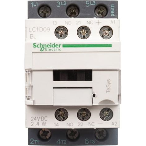 TeSys Deca Contactor de potencia 9A 3P 24V CC 1NO 1NC LC1D09BL