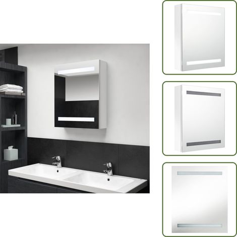 Armario de pared - vidaXL Armario de baño con espejo LED blanco brillante 50x14x60 cm - Armario de tocador