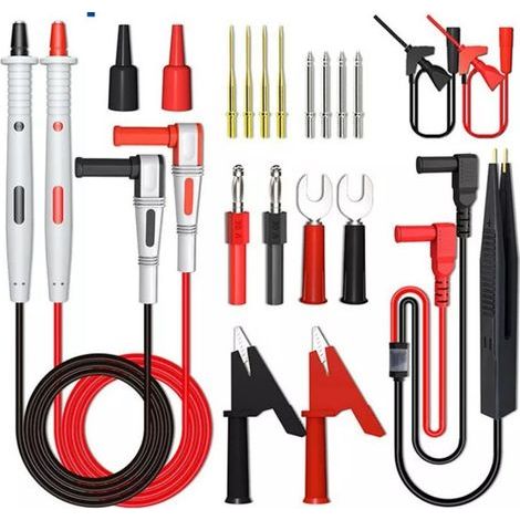 Multi-Prüfspitzen-Set, elektrisches Multimeter-Prüfkabel mit Krokodilklemmen, Prüfspitze, Federklemme, Bananenstecker – Voltmeter-Leitungen für Spannungsprüfer (1/5)