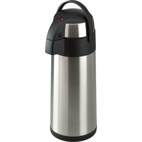 Axentia Caraffa Termica brocca con meccanismo a Pompa in Acciaio Inox a Doppia Parete Bevande Calde e Fredde, capacità: 5 l, Nero/Argento (1/5)