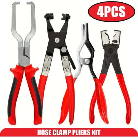 (4 pièces) Pince à colliers de serrage pour tuyaux, pince de séparation pour tuyaux d'huile automobile, pince à colliers pour filtres, outils professionnels de réparation automobile, conception ergono (1/5)