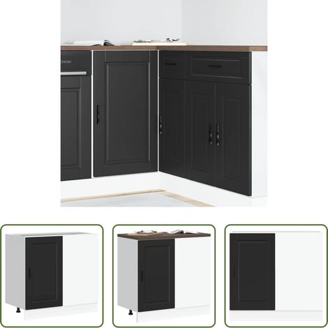 Küchenregal - Küchenunterschrank „Porto“ Schwarz Holzwerkstoff (1/5)