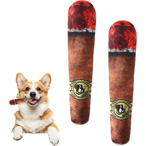 JeiibrZui Jouet pour chien Cigarette - Lot de 2 peluches douces avec couineur - Jouet à mâcher interactif pour chiens de petite, moyenne et grande taille - Design réaliste pour l'entraînement et le di (1/5)