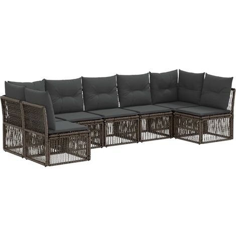 Gartensofa-set 7 pcs Grau Poly-Rattan vidaXL
