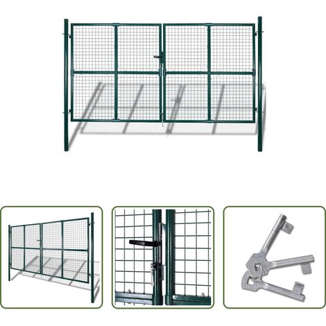vidaXL Portail galvanisé - Grille de clôture/porte de jardin en filet 300x175 cm (1/5)