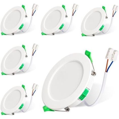 Spot LED Encastrable, 230V 7W Spot Plafond, Lot de 6 IP44 Spot Etanche Salle de Bain, 3000K 4000K 6500K Spot Led Extra Plat pour Salle de Bain Cuisine Salon Couloir, Trou Φ67-75mm (1/4)