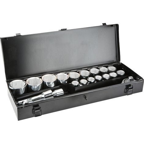 Topex Set de 20 clés à douille en acier chrome-vanadium (1/2)