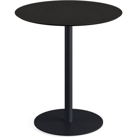 Urban table de bistrot avec piètement noir + plateau HPL noir Ø 70 cm - Feros (1/3)