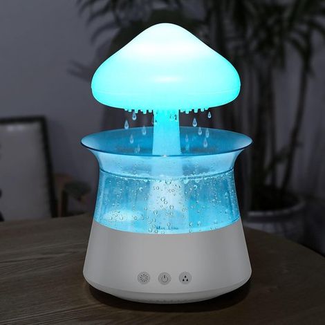 Humidificador Nube de Lluvia - Difusor de Aromaterapia - Luz de 7 Colores - Blanco (1/5)