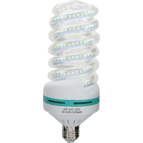 Ampoule LED spirale E27 à économie d'énergie, lumière blanche brillante, AC 180240V (40W) (1/5)