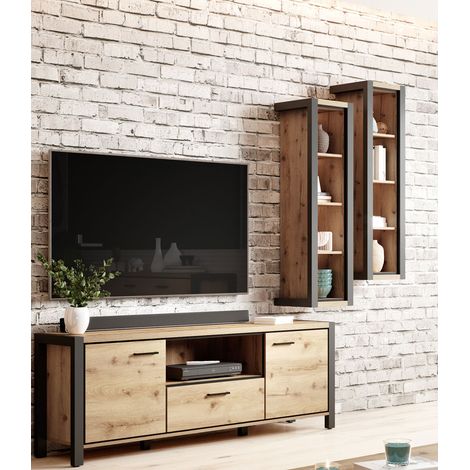 Modernes Wohnzimmer Set ACCRA-83 in Taurus Eiche Nb., B/H/T: ca. 180/128/41 cm (1/5)
