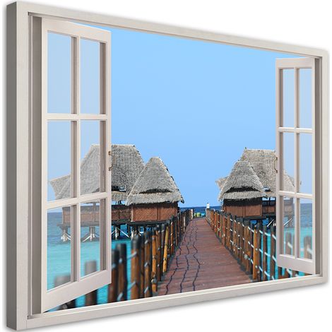 Tableau déco Fenêtre Nature tropicale Zanzibar 100x70 (1/5)