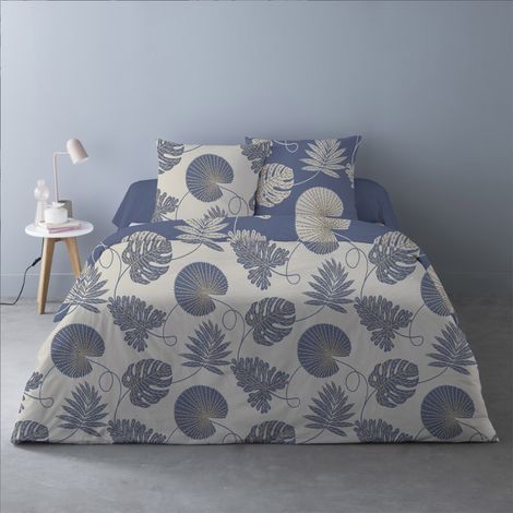 Housse de couette 240x220 Olivia bleu + 2 taies (1/4)