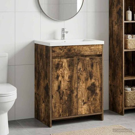 Gabinete de baño debajo del lavabo Roble Ahumado