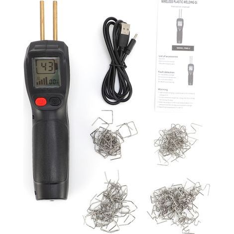 Akku-Kunststoffschweißgerät, Reparaturschweißpistole, Stoßstangen-Set mit LCD-Display und 200 Schweißnägeln, Schnellheizfunktion, LED-Licht, für Stoßstangen, Armaturenbretter, Möbel, schwarz (1/5)