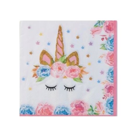Servilletas de unicornio de 33x33 cm, 12 unidades. (1/2)
