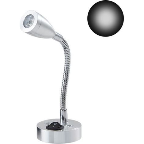 Gooseneck reading lamp for motorhomes, 12V, 3W, with switch, designed for reading on boats, yachts, caravans, or motorhomes. White - 6000K (1/5)