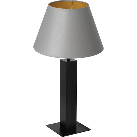 Lampe table noire abat-jour gris or 56 cm E27 Luminex