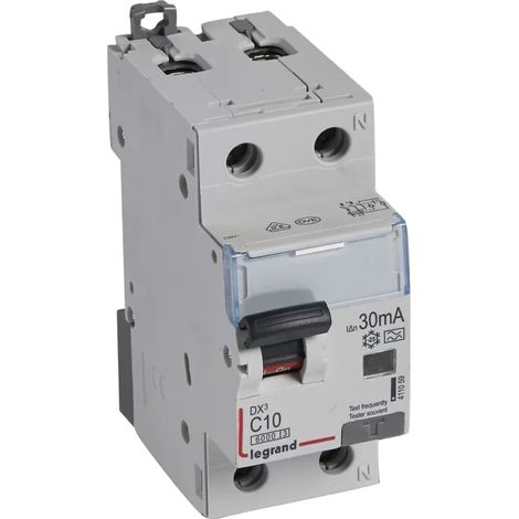 Legrand DX3 FI/LS-Schalter C-Charakteristik, 10A, 1P+N, 6kA, 30mA, Typ A, 230VAC, 2TE 411059