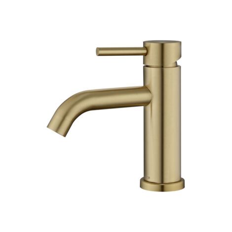Mitigeur de lavabo monocommande en acier inoxydable brossé – Hauteur 180 mm – Bec réglable – Installation monotrou – Économie d'eau (1/5)