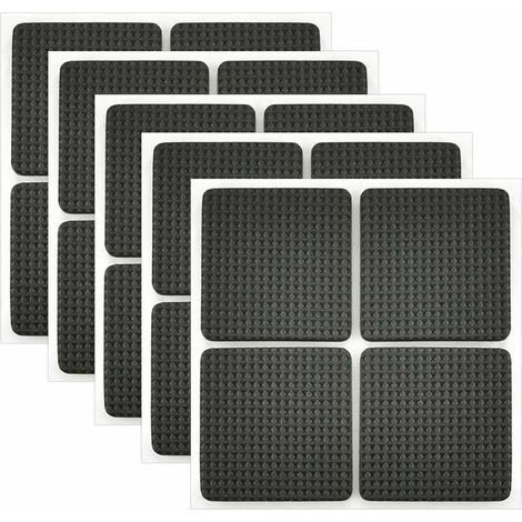 20Pcs tin Antiderant Caoutchouc Tampon Caoutchouc Adhesif tin Feutre Adhésif tin de Meubles Adhésif pour la Protection des Carreaux, Tables, Planchers de Bois 4.2 x 4.2cm (Noir) , (1/5)