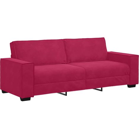 Divano a 3 Posti Sofa Rosso Vino 220x78x84 cm in Velluto (1/5)