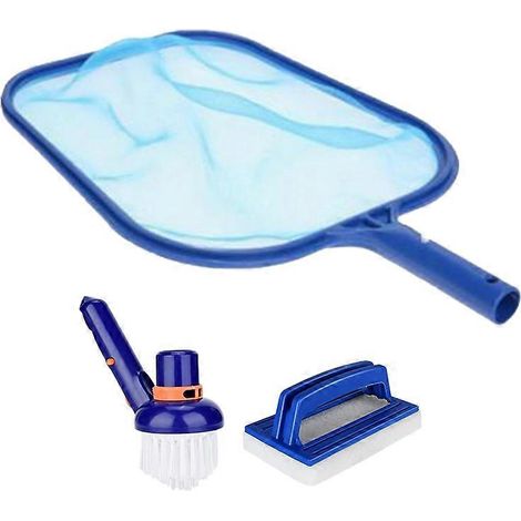 Kit d'entretien de piscine, kit de nettoyage de spa facile à utiliser en 3 pièces comprenant une épuisette, une brosse et un skimmer. (1/5)
