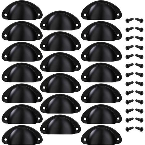 Poignée de Tiroir Bouton Porte Coquille Poignée en Forme de Coquille Décoration Porte Meuble Tiroir Armoire Placard avec Vis 20 Pièces Noir (1/4)