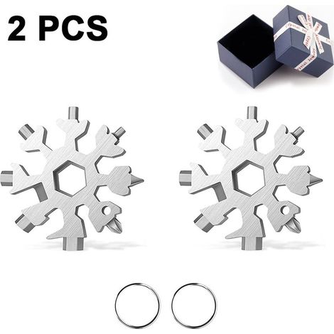 Outil multifonction flocon de neige, tournevis de snowboard compact, outil multifonction flocon de neige, ouvre-bouteille, idéal pour le camping et porte-clés, argent (1/4)