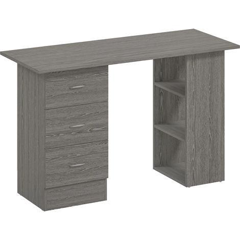 Bureau Cécile Polyvalent Aspect Bois Gris Rangement Élégant 120 cm (1/5)