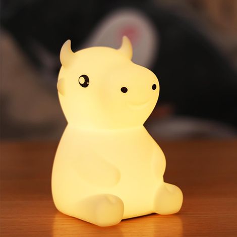 Veilleuse vache mignonne en silicone - Lampe LED rechargeable USB pour chambre d'enfant, décoration de chambre et chambre de bébé (1/5)