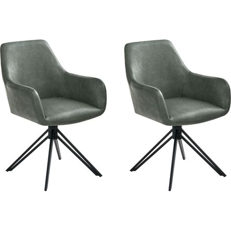 Lot de 2 Chaises de Salle à Manger Pivotantes à Dossier Haut Simili Cuir Vert Foncé Sancarc (1/5)