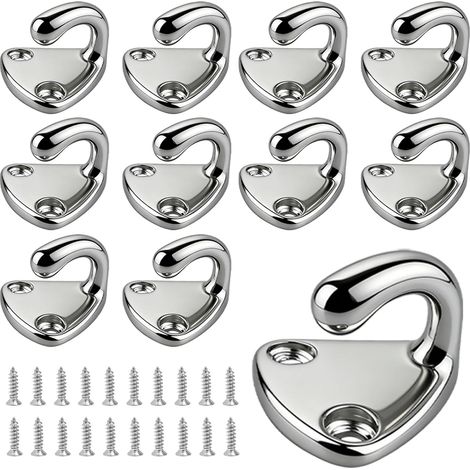 Lot de 10 crochets de bâche pour remorque en acier inoxydable avec 20 vis Fixation robuste pour remorque de voiture, crochet de bateau, crochets de fixation durables et sécurité de charge (1/5)