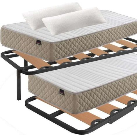 Pack de Descanso Completo Kangu Compuesto por Cama Canguro Completa, 2 Colchones, Juego de Herrajes y 2 Almohadas de Viscoelastica 90x190 cm (1/5)