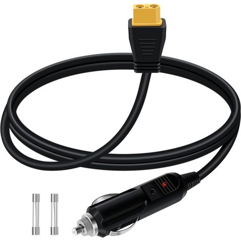Cable Allume Cigare XT60 16AWG 15A Chargeur Allume Cigare XT60 12V 24V avec LED Fusible pour Voitures, Camions, Camping Cars (5m) (1/5)