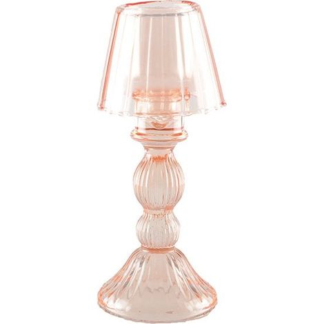 Bougeoir Rose sur Pied en Verre Chandelier Décoratif pour Table de Salon 9 x 9 x 21,5 cm - PANGIVO (1/3)